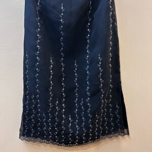 Arden B Black Midi Skirt with Silver Embroidery